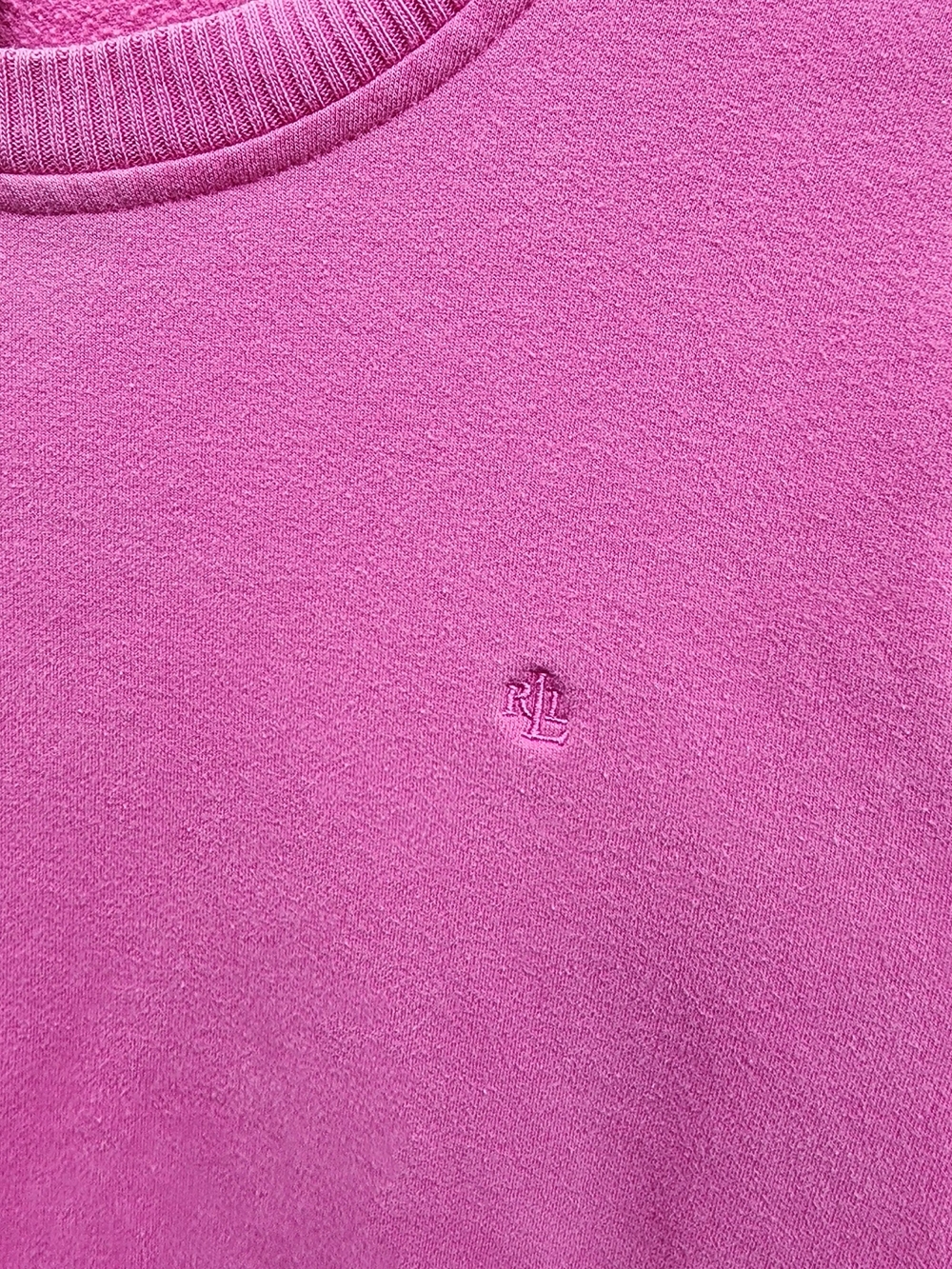 Lauren Ralph Lauren Pink Crewneck Sweatshirt with Zip Pocket Accents - Picture 6 of 7